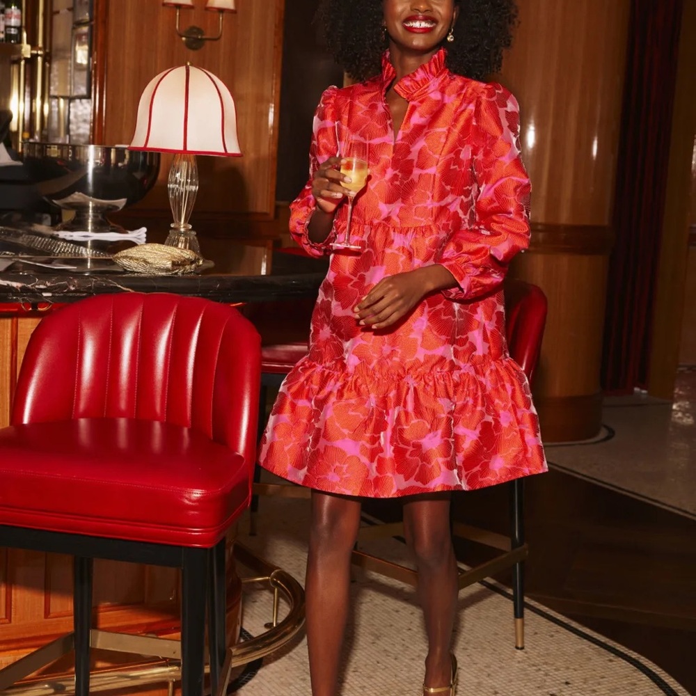 Tuckernuck Vibrant Red and Pink Long Sleeve Dress - Picture 2 of 9